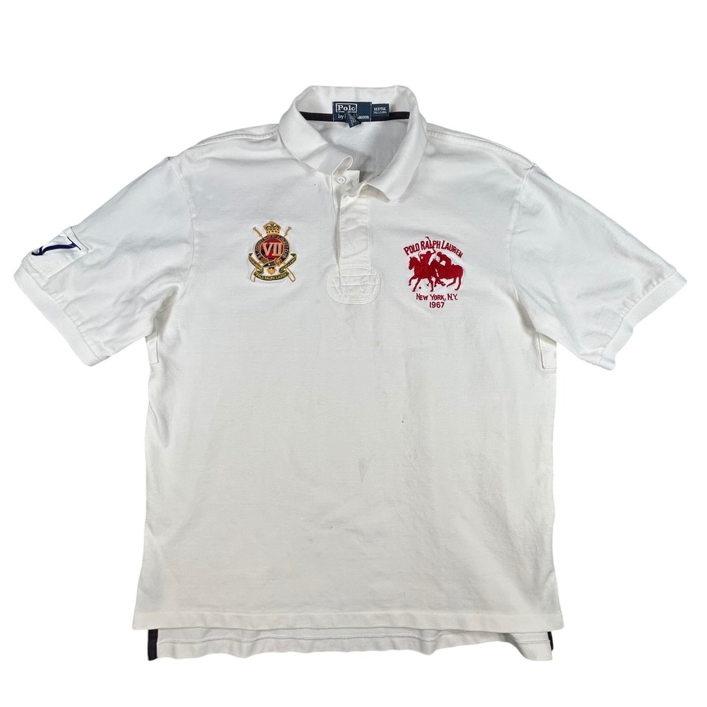 Polo Ralph Lauren White Equestrian Polo Shirt Women's XLT White New York 1967